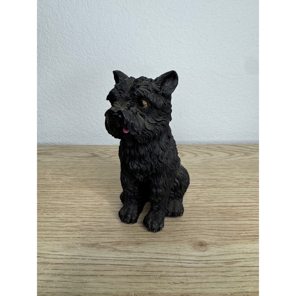 Black Terrier Dog Figurine Resin Scottie Scottish Terrier Statue Home Decor 5"